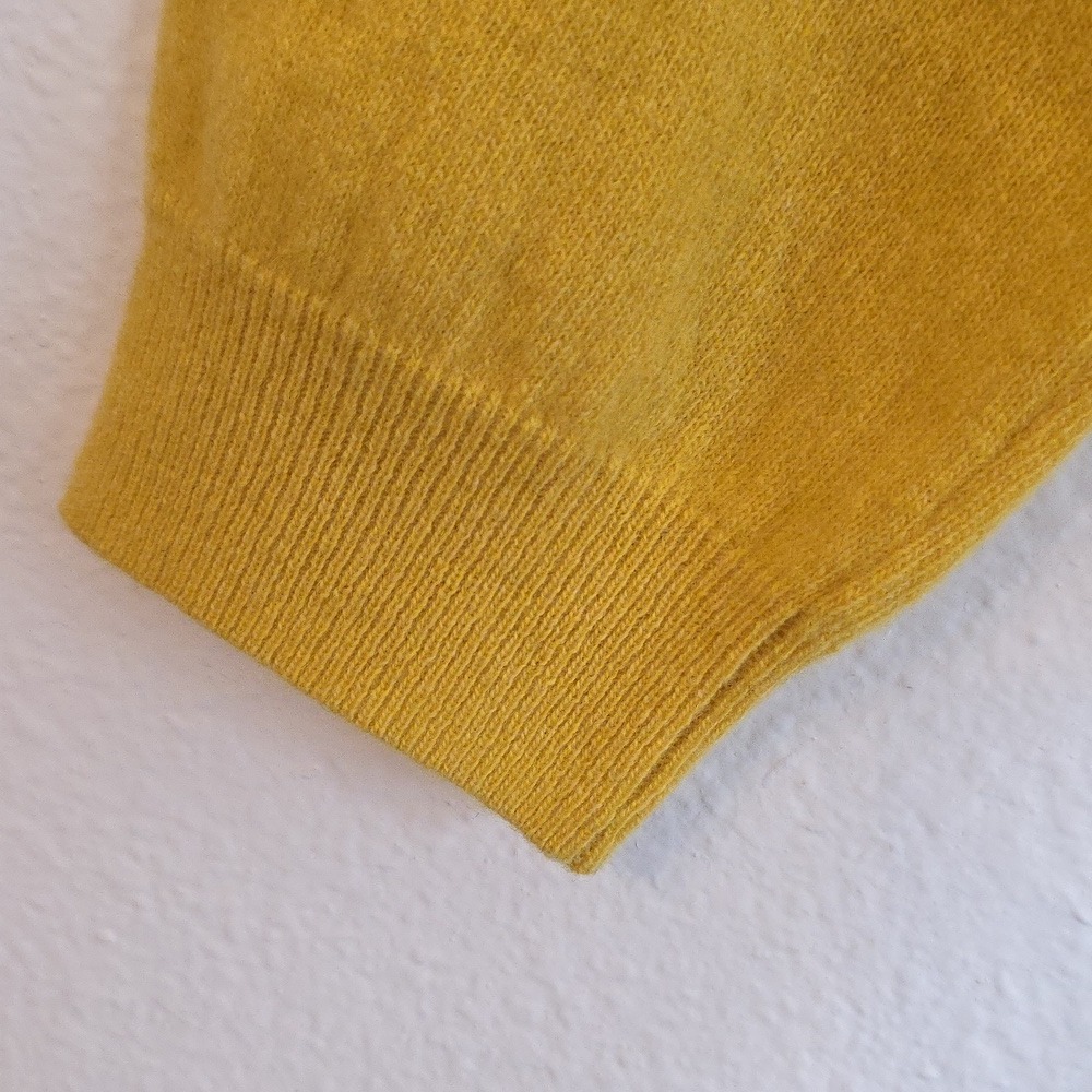 😍 Mens 100% Wool Sweater XXL Mustard Yellow Crewneck Warm Minimalist V bin - Picture 6 of 15